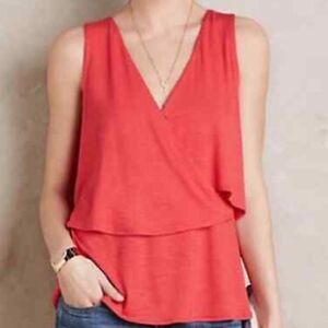 Anthropologie DELETTA Faux Wrap Sleeveless Top M